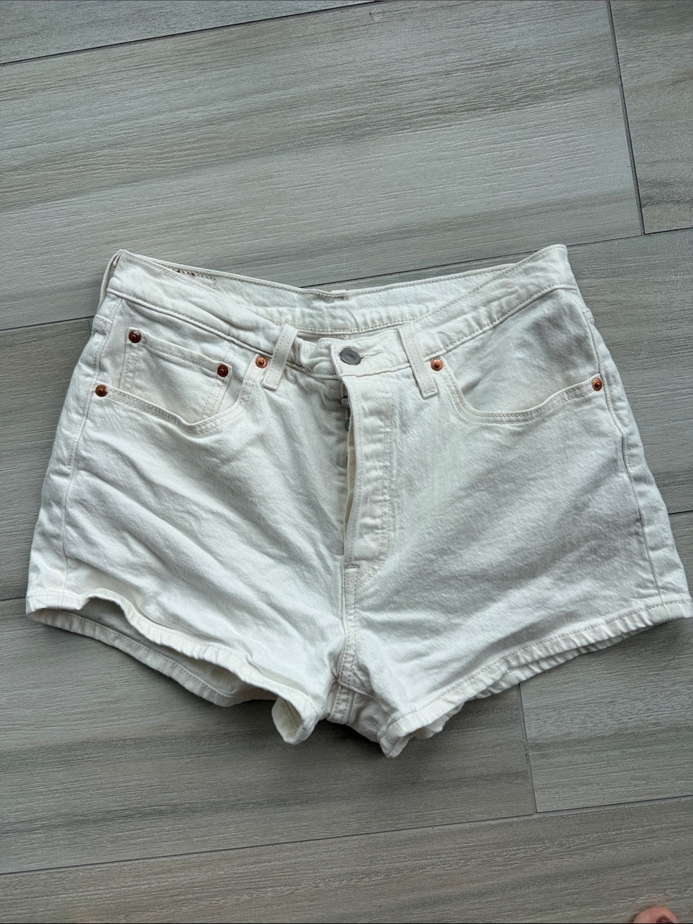 Levi's White High-Rise Denim Shorts